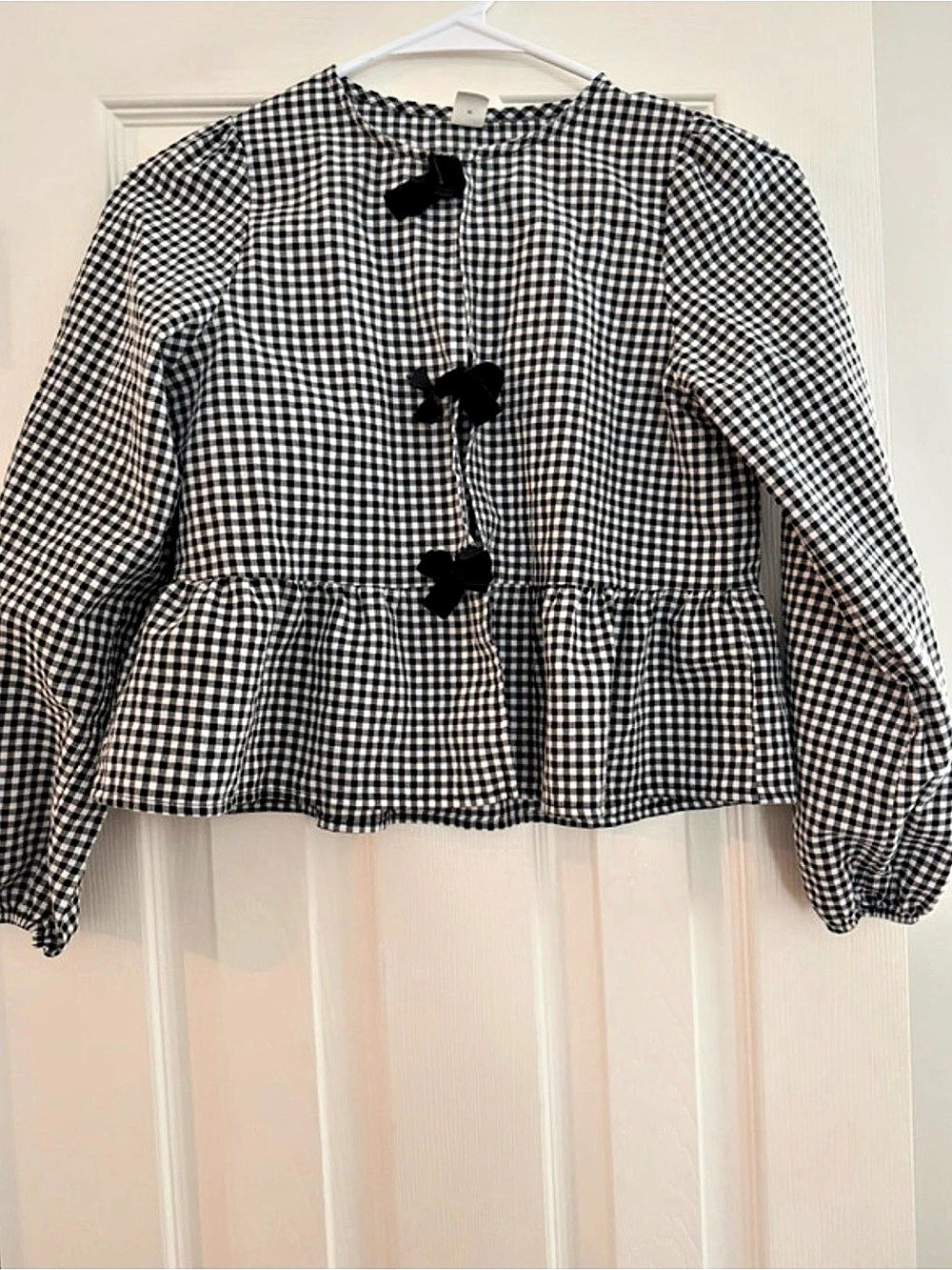 Girls gingham top with bows